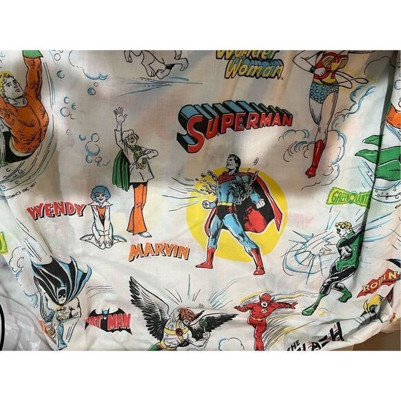 1976 Hanna-Barbera SUPER FRIENDS Flat twin sheet and pillow case Justice League - Picture 1 of 10